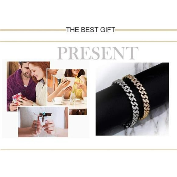 TOPGRILLZ Gold Cuban Link Anklet Iced Out CZ Ankle Bracelet for Women - Picture 4 of 7